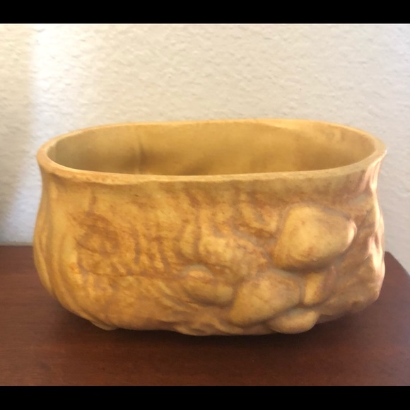 Vintage McCoy Mushroom Theme Planter Bowl 1940s American Pottery Excellent